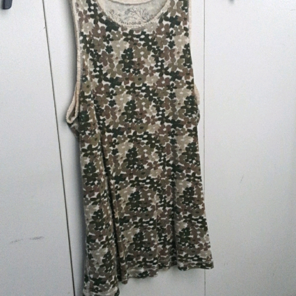 100% cotton green floral tank top